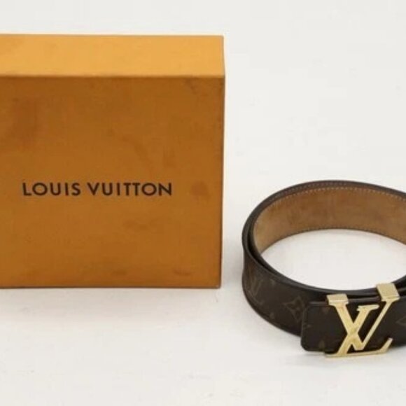 Louis Vuitton Monogram Canvas Leather Belt M9608 Size 90/36 - Brown/Gold - Picture 2 of 14